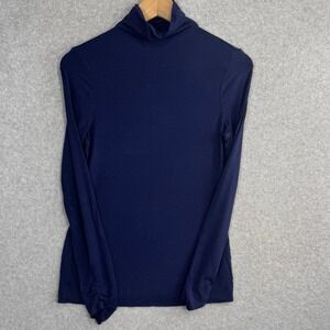 Lilly Pulitzer Navy Mock Neck Long Sleeve Stretch Top Size S Classic Preppy